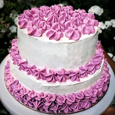 "Creamy Floral Purple Cake - 3 kgs (2 step) - Click here to View more details about this Product